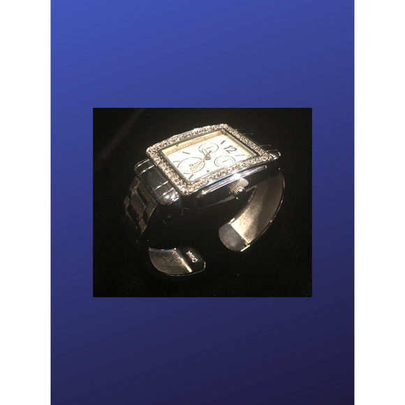 Studio Goldtone “Presidential” Link/Crystal Spring-Hinged CUFF Watch, NWOT - Picture 4 of 5